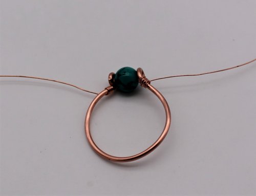 Abby Hook's Dainty Boho Ring - Overlap the wrapping, Contemporary Wire Jewelry, Loops, Wire Loop, Wrapped Wire Loop, attach the bead